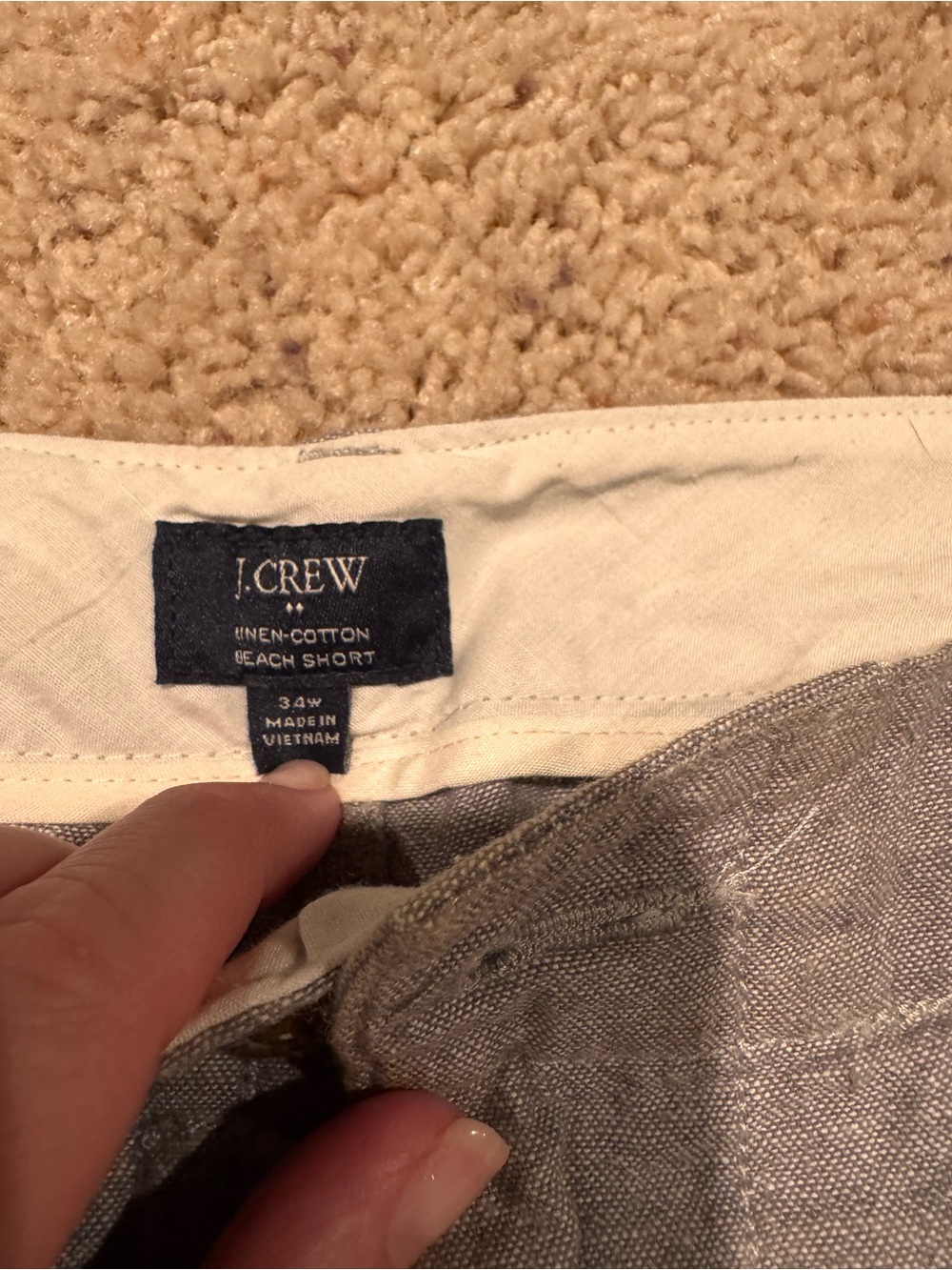 J. Crew Men's Linen-Cotton Beach Shorts in Light Gray